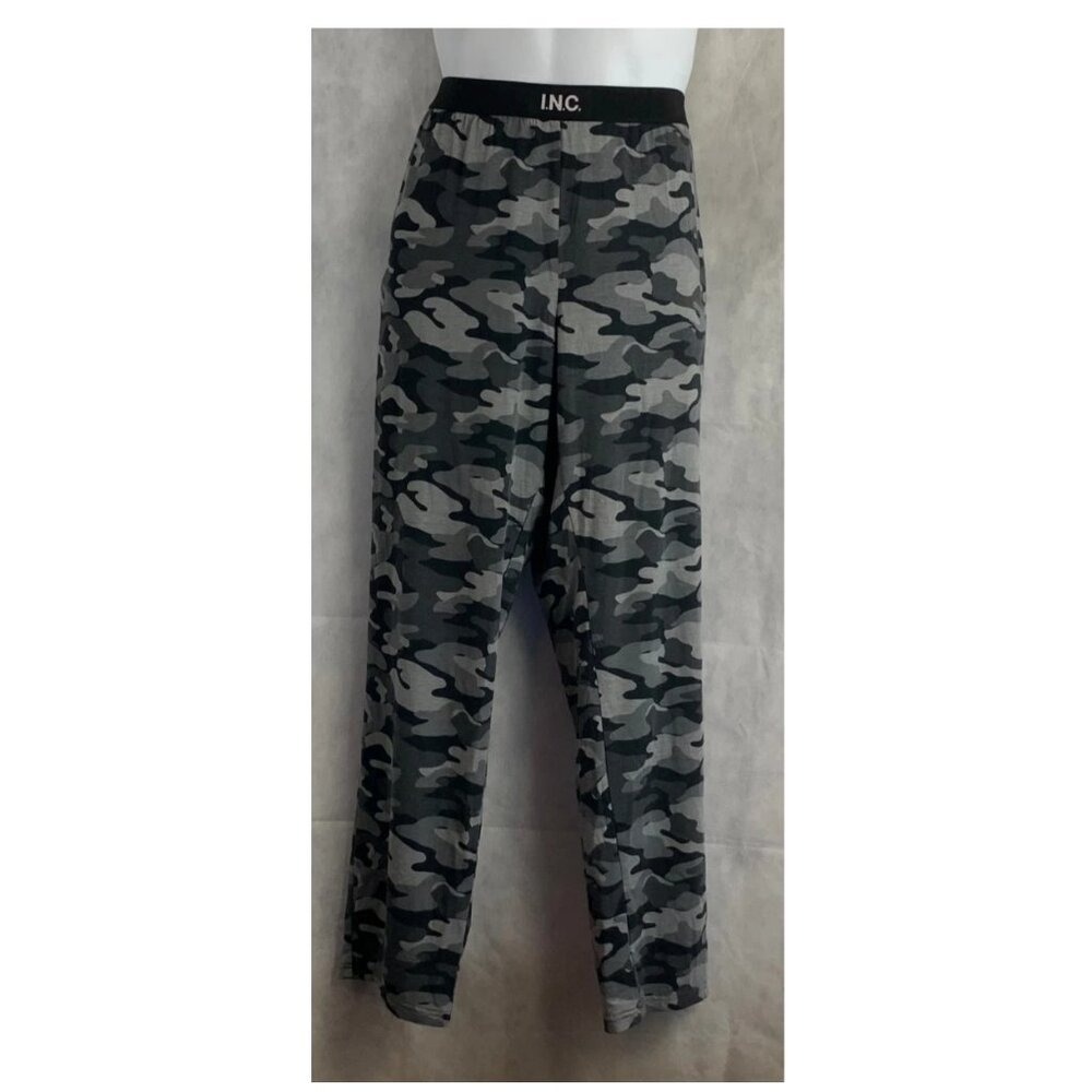 INC International Concepts Men's Camo Print Lounge Pajama Pants, Gray, XL